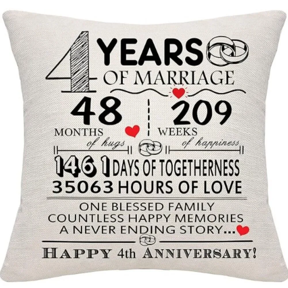 Wedding Anniversary Throw Pillow Cover 18x18 Inch - NIP